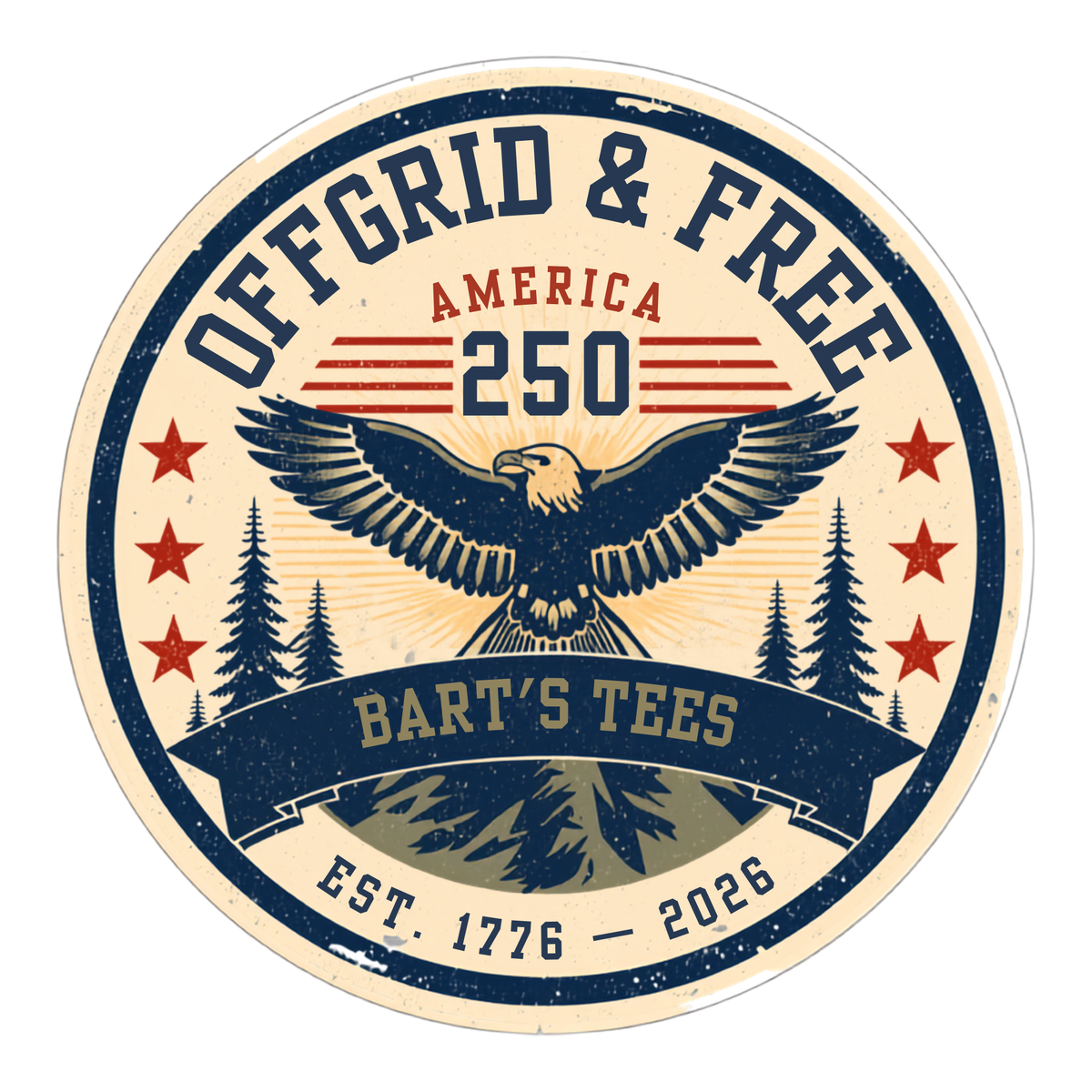 Bart's Tees America 250 — Offgrid & Free vintage emblem